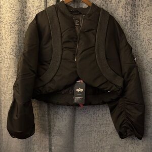 Free people Alpha Industries Black Bomber Jacket